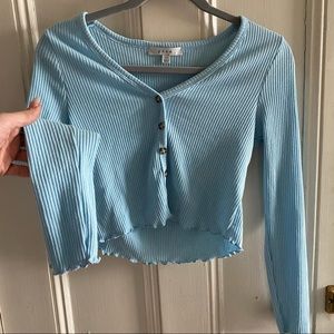 Baby Blue Ruffled Long Sleeve